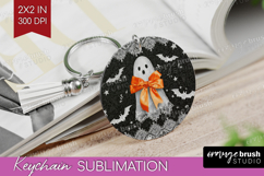 Cute Ghost Keychain PNG - Spooky Halloween Keychain Product Image 1