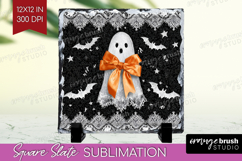 Cute Ghost Slate PNG - Spooky Halloween Square Slate Product Image 1