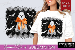 Cute Ghost Square Tshirt Background - Spooky Halloween PNG Product Image 1