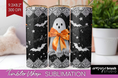 Cute Ghost Tumbler Wrap - Spooky Halloween Tumbler PNG Product Image 1