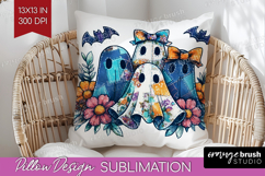 Cute Ghost Pillow Sublimation - Spooky Halloween Pillow PNG Product Image 1