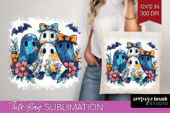 Cute Ghost Tote Bag - Spooky Halloween Tote Bag PNG Product Image 1