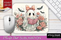 Cute Ghost Mouse Pad Sublimation - Spooky Halloween Mousepad Product Image 1