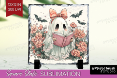 Cute Ghost Slate PNG - Spooky Halloween Square Slate Product Image 1