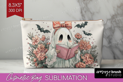 Cute Ghost Cosmetic Bag - Spooky Halloween Makeup Bag PNG Product Image 1