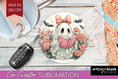 Cute Ghost Car Coaster - Spooky Halloween Coaster PNG Product Image 1
