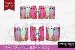 Cute Ghost Mug Wrap - Spooky Halloween Mug PNG Sublimation Product Image 1
