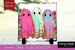 Cute Ghost Slate PNG - Spooky Halloween Square Slate Product Image 1