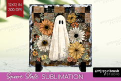Cute Ghost Slate PNG - Spooky Halloween Square Slate Product Image 1