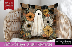 Cute Ghost Pillow Sublimation - Spooky Halloween Pillow PNG Product Image 1