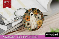 Cute Ghost Keychain PNG - Spooky Halloween Keychain Product Image 1