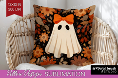 Cute Ghost Pillow Sublimation - Spooky Halloween Pillow PNG Product Image 1