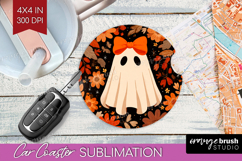 Cute Ghost Car Coaster - Spooky Halloween Coaster PNG Product Image 1
