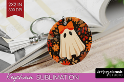 Cute Ghost Keychain PNG - Spooky Halloween Keychain Product Image 1