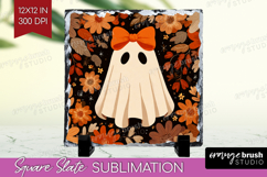 Cute Ghost Slate PNG - Spooky Halloween Square Slate Product Image 1