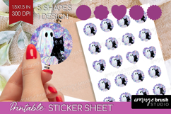 Cute Ghost Round Sticker - Spooky Halloween Printable Sheet Product Image 1