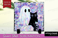 Cute Ghost Slate PNG - Spooky Halloween Square Slate Product Image 1