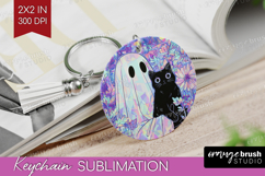 Cute Ghost Keychain PNG - Spooky Halloween Keychain Product Image 1