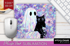 Cute Ghost Mouse Pad Sublimation - Spooky Halloween Mousepad Product Image 1