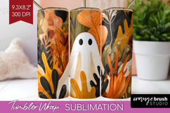 Cute Ghost Tumbler Wrap - Spooky Halloween Tumbler PNG Product Image 1