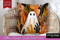 Cute Ghost Pillow Sublimation - Spooky Halloween Pillow PNG Product Image 1