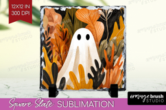 Cute Ghost Slate PNG - Spooky Halloween Square Slate Product Image 1