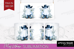 Cute Ghost Mug Wrap - Spooky Halloween Mug PNG Sublimation Product Image 1
