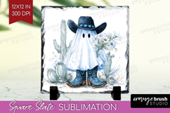 Cute Ghost Slate PNG - Spooky Halloween Square Slate Product Image 1