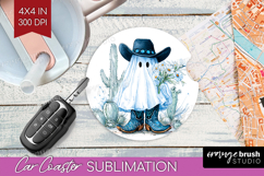 Cute Ghost Car Coaster - Spooky Halloween Coaster PNG Product Image 1