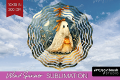 Cute Ghost Wind Spinner Sublimation PNG - Spooky Halloween Product Image 1