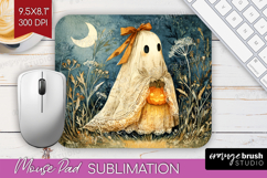 Cute Ghost Mouse Pad Sublimation - Spooky Halloween Mousepad Product Image 1