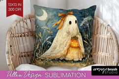 Cute Ghost Pillow Sublimation - Spooky Halloween Pillow PNG Product Image 1