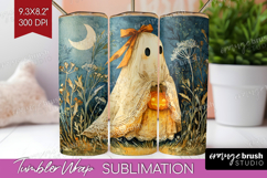 Cute Ghost Tumbler Wrap - Spooky Halloween Tumbler PNG Product Image 1