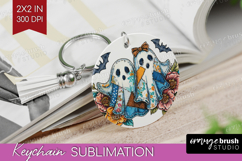 Cute Ghost Keychain PNG - Spooky Halloween Keychain Product Image 1