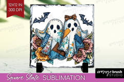 Cute Ghost Slate PNG - Spooky Halloween Square Slate Product Image 1