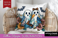 Cute Ghost Pillow Sublimation - Spooky Halloween Pillow PNG Product Image 1