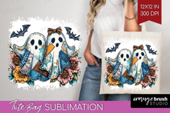 Cute Ghost Tote Bag - Spooky Halloween Tote Bag PNG Product Image 1