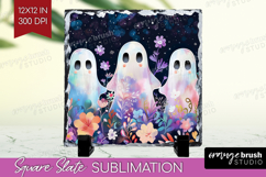 Cute Ghost Slate PNG - Spooky Halloween Square Slate Product Image 1