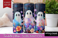 Cute Ghost Tumbler Wrap - Spooky Halloween Tumbler PNG Product Image 1
