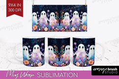 Cute Ghost Mug Wrap - Spooky Halloween Mug PNG Sublimation Product Image 1