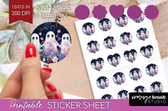 Cute Ghost Round Sticker - Spooky Halloween Printable Sheet Product Image 1