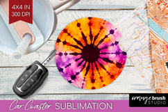 Halloween Car Coaster - Tie Dye Coaster PNG Sublimation Product Image 1