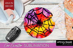 Halloween Car Coaster - Tie Dye Coaster PNG Sublimation Product Image 1