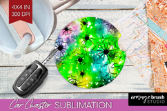 Halloween Car Coaster - Tie Dye Coaster PNG Sublimation Product Image 1