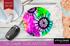 Halloween Car Coaster - Tie Dye Coaster PNG Sublimation Product Image 1