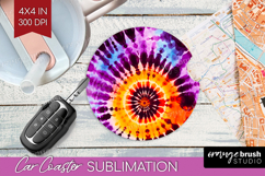 Halloween Car Coaster - Tie Dye Coaster PNG Sublimation Product Image 1