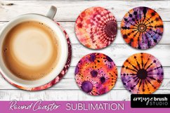 Halloween Tie Dye Round Coaster Sublimation Design Product Image 1