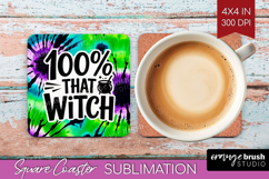 Sarcastic Halloween Quote Square Coaster - Tie Dye Coaster Product Image 1