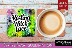 Sarcastic Halloween Quote Square Coaster - Tie Dye Coaster Product Image 1