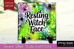 Sarcastic Halloween Quote Slate PNG - Tie Dye Square Slate Product Image 1